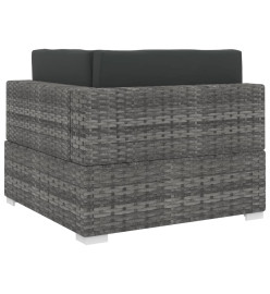 Chaise d'angle 1 pc et coussins Résine tressée Gris