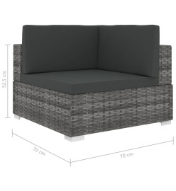 Chaise d'angle 1 pc et coussins Résine tressée Gris