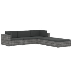 Chaise d'angle 1 pc et coussins Résine tressée Gris
