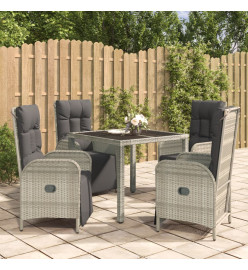 Ensemble de salle à manger de jardin 5 pcs avec coussins Gris