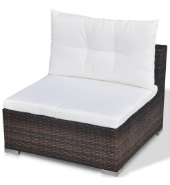 Salon de jardin 5 pcs avec coussins Résine tressée Marron