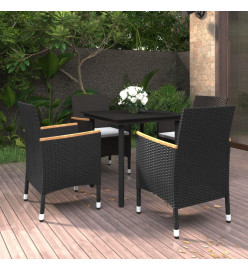 Ensemble à dîner de jardin coussins 5 pcs Résine tressée Verre