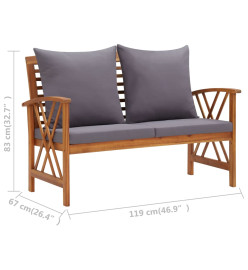 Salon de jardin 5 pcs avec coussins Bois d'acacia solide