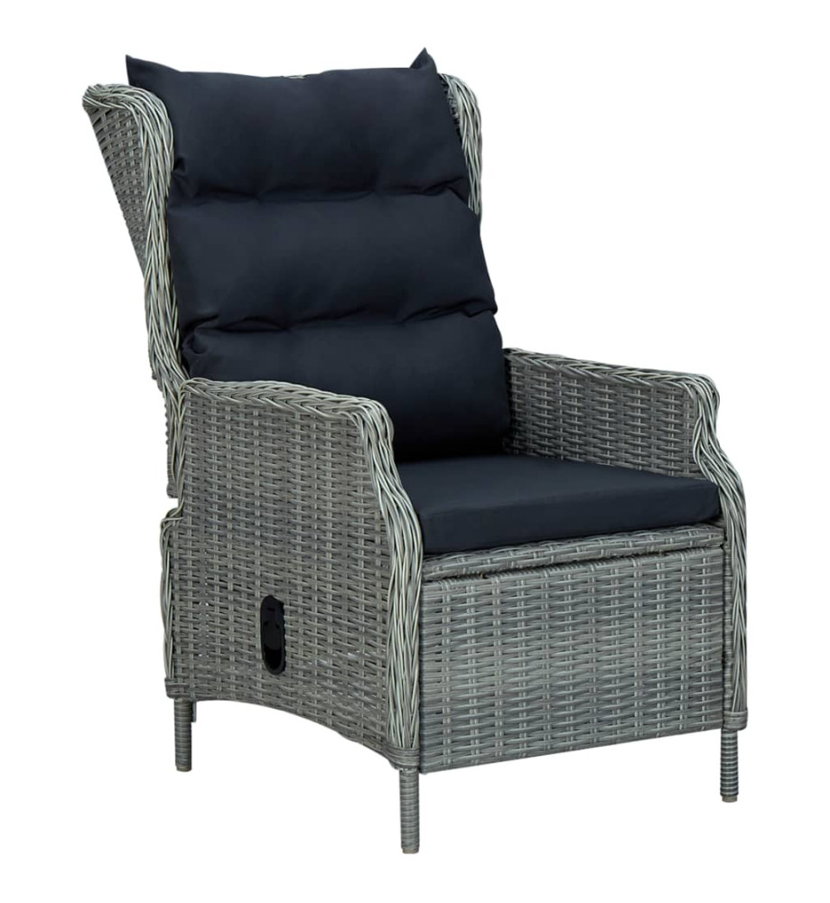 Chaise inclinable de jardin coussins Résine tressée Gris clair Chaise inclinable de jardin coussins Résine tressée Gris clair