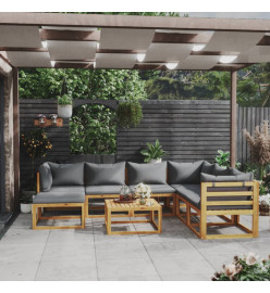 Salon de jardin 8 pcs avec coussin Bois d'acacia solide