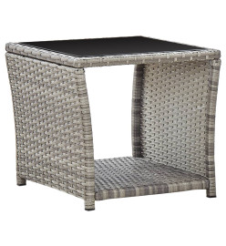 Table basse Gris 45x45x40 cm Résine tressée et verre