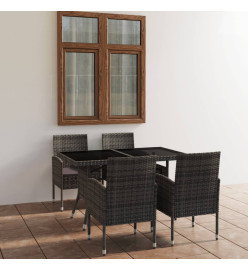 Jeu à dîner de jardin 5 pcs Résine tressée Anthracite et gris