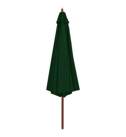 Parasol avec mât en bois 350 cm Vert