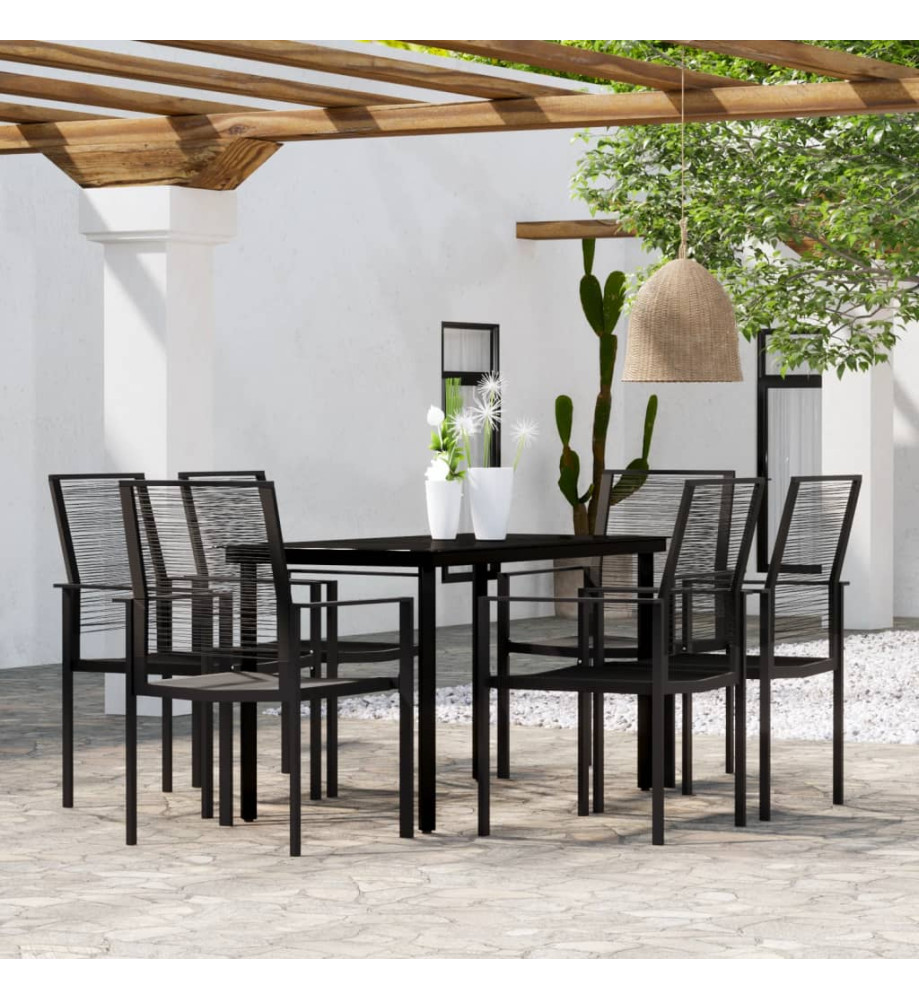 Ensemble de salle à manger de jardin 7 pcs Noir Ensemble de salle à manger de jardin 7 pcs Noir