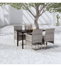 Ensemble de salle à manger de jardin et coussins 5pcs Gris/noir