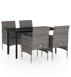 Ensemble de salle à manger de jardin et coussins 5pcs Gris/noir
