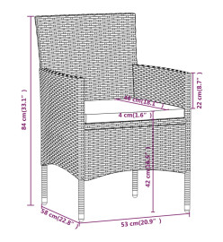 Ensemble de salle à manger de jardin et coussins 5pcs Gris/noir