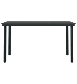 Table à dîner de jardin Noir 140x70x74 cm Acier et verre