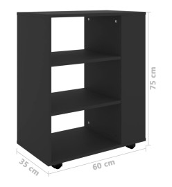 Armoire à roulettes Noir 60x35x75 cm Aggloméré