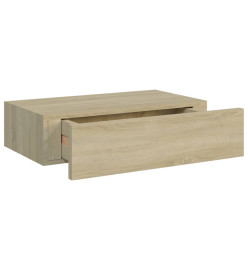 Étagère à tiroir murale chêne 40x23,5x10 cm MDF