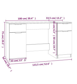 Bureau avec armoire latérale Chêne sonoma Bois d'ingénierie