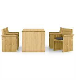 Ensemble à manger de jardin 5 pcs avec coussins pin imprégné