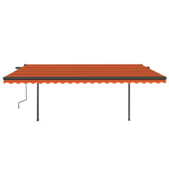 Auvent automatique rétractable poteaux 5x3,5 m Orange et marron