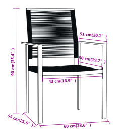Ensemble de salle à manger de jardin 5 pcs Noir