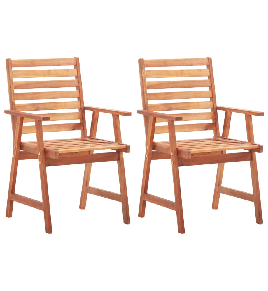 Chaises de salle à manger d'extérieur 2pcs Bois d'acacia massif Chaises de salle à manger d'extérieur 2pcs Bois d'acacia massif