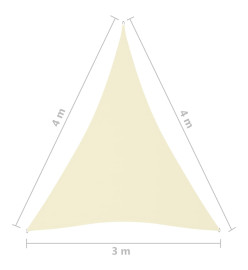 Voile de parasol Tissu Oxford triangulaire 3x4x4 m Crème