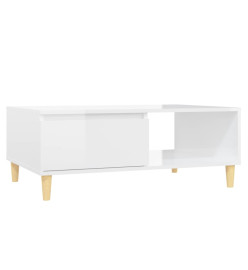 Table basse Blanc brillant 90x60x35 cm Aggloméré