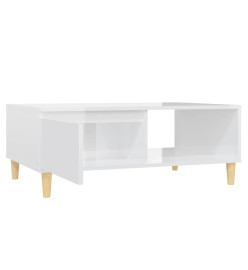 Table basse Blanc brillant 90x60x35 cm Aggloméré