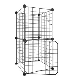 Cage animaux de compagnie à 8 panneaux et porte Noir 35x35 cm