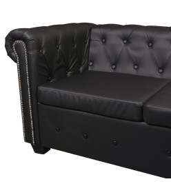 Canapé d'angle Chesterfield 5 places Cuir synthétique Noir