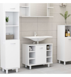 Ensemble de meubles de salle de bain 3 pcs Blanc Aggloméré