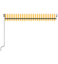 Auvent manuel rétractable avec LED 450x300 cm Jaune et blanc