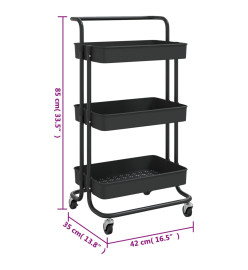 Chariot de cuisine 3 niveaux Noir 42x35x85 cm Fer et ABS