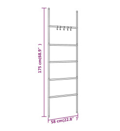 Échelle porte-serviettes à 5 niveaux Noir 58x175 cm Fer