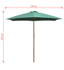 Parasol avec poteau en bois 270 x 270 cm Vert