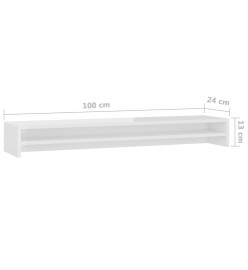 Support de moniteur Blanc brillant 100 x 24 x 13 cm Aggloméré