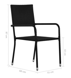 Ensemble de salle à manger de jardin 5 pcs Noir