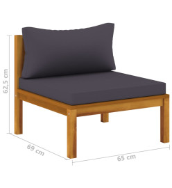 Salon de jardin 6 pcs avec coussin Bois d'acacia solide