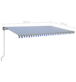 Auvent automatique rétractable avec poteaux 5x3,5 m Bleu blanc