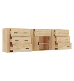 Buffets 3 pcs Chêne sonoma Bois d'ingénierie