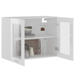 Armoire en verre suspendue Blanc brillant 80x31x60 cm Aggloméré