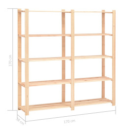 Étagère de stockage 5 niveaux 170x38x170 cm Pin solide 500 kg