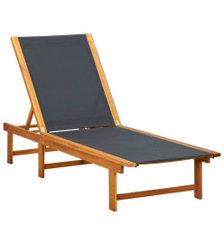 Chaise longue avec table Bois d'acacia solide et textilène