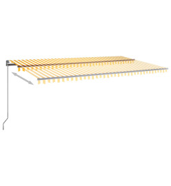 Auvent automatique capteur de vent LED 600x350cm Jaune et blanc