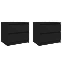 Tables de chevet 2 pcs Noir 50x39x43,5 cm Aggloméré