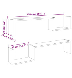 Étagères murales 2 pcs Chêne sonoma 100x15x20 cm Aggloméré