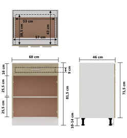 Armoire de plancher tiroir Chêne sonoma 60x46x81,5 cm Aggloméré