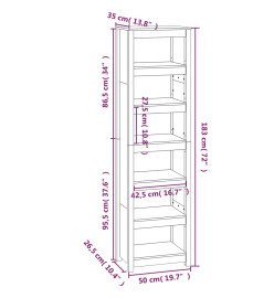 Bibliothèque Blanc 50x35x183 cm Bois de pin massif