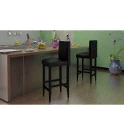 Tabourets de bar lot de 4 noir similicuir