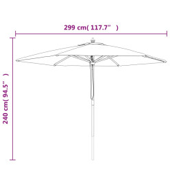 Parasol de jardin avec mât en bois vert 299x240 cm