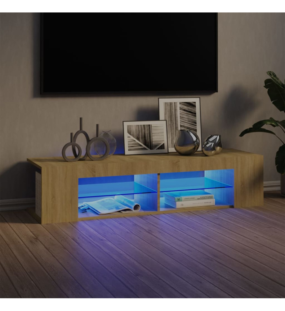 Meuble TV avec lumières LED chêne sonoma 135x39x30 cm